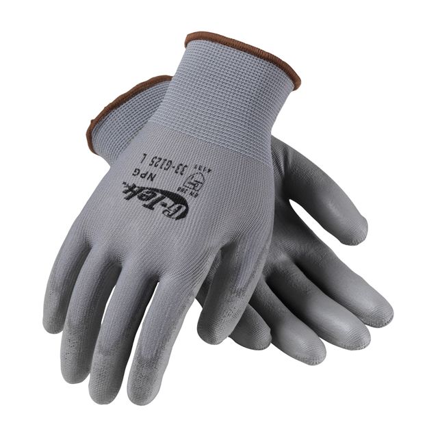 GLOVE NYLON URETHANE;PALM COATED GRAY - Latex, Supported